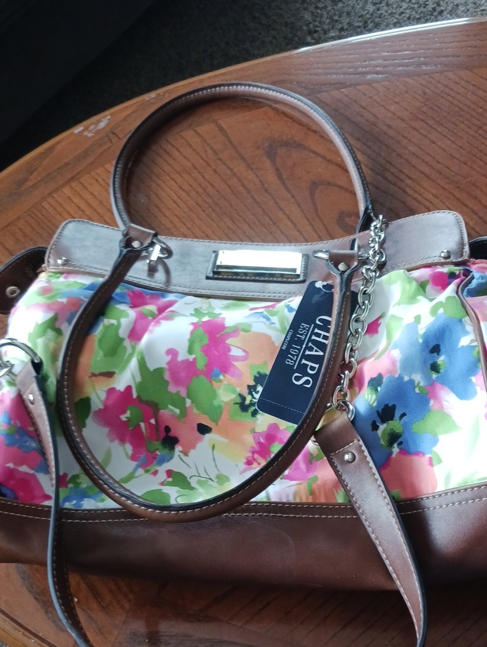 Chaps Floral Shoulder Bag - Pink, Green, Blue, Brown